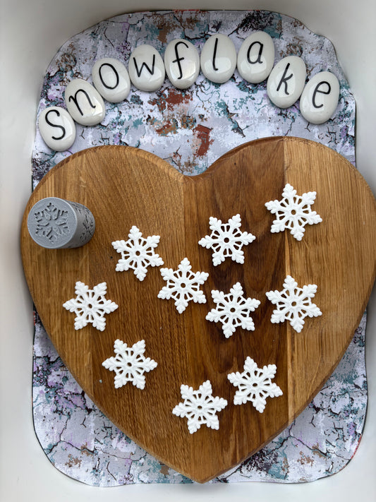 Snowflake Playdough Roller Mini and Snowflake Counting Tokens Bundle
